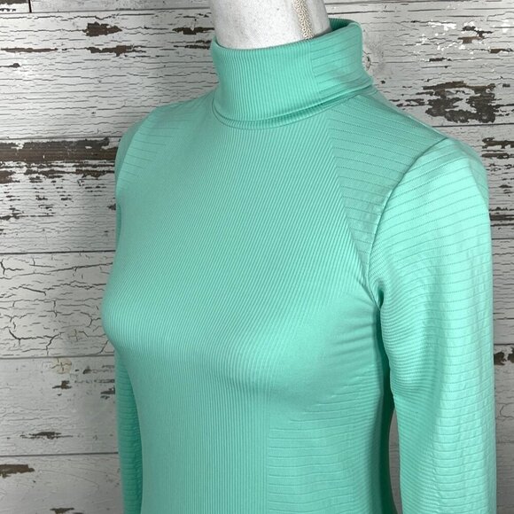 ATHLETA Flurry Blizzard Rib Turtleneck Top Mint Green Sz XXS #631818 NWOT - Picture 1 of 6